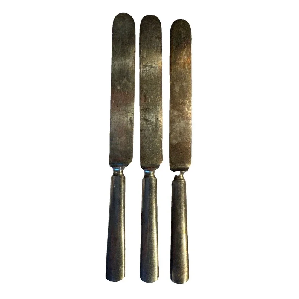 Reed & Barton Silverplate Table Knife Lot 3 Vintage Flatware Hollow Handle
